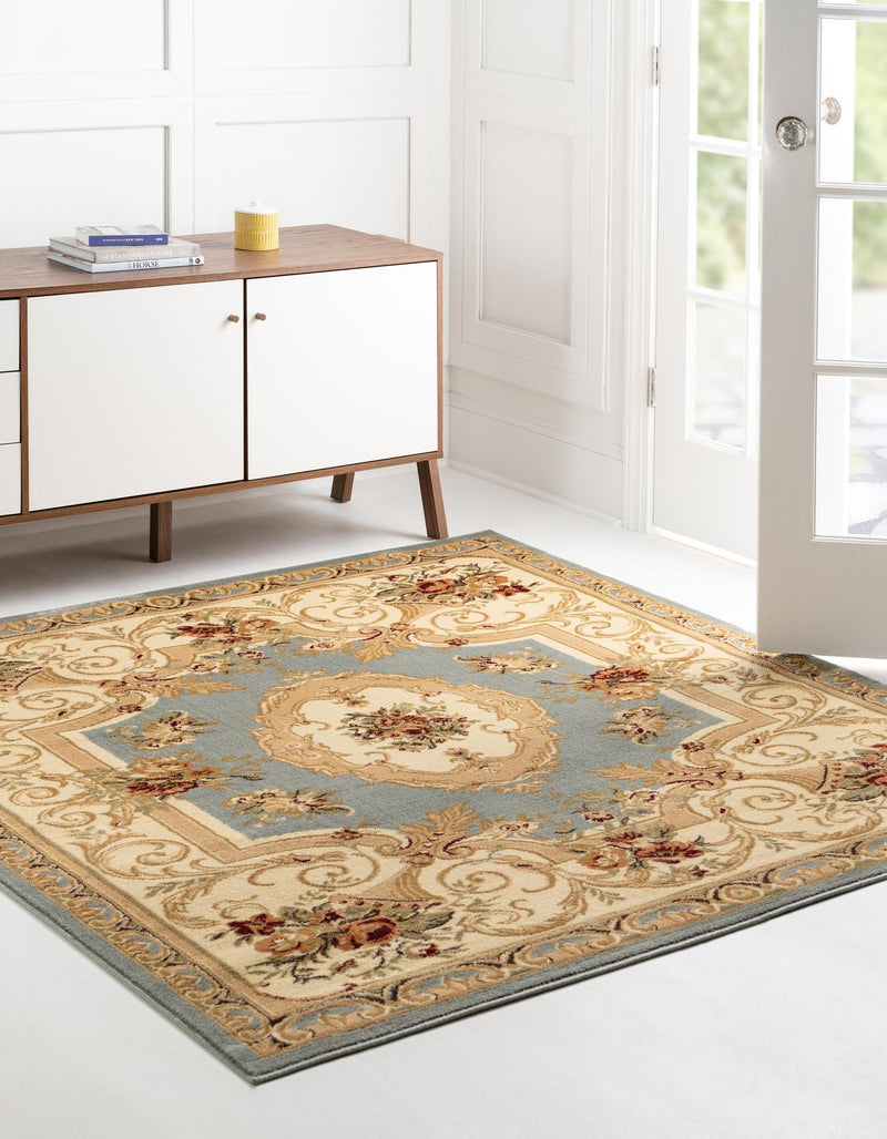 Versailles Elegance Collection Area Rug -  Louveciennes (Light Blue) Square Light Blue  lifestyle 26