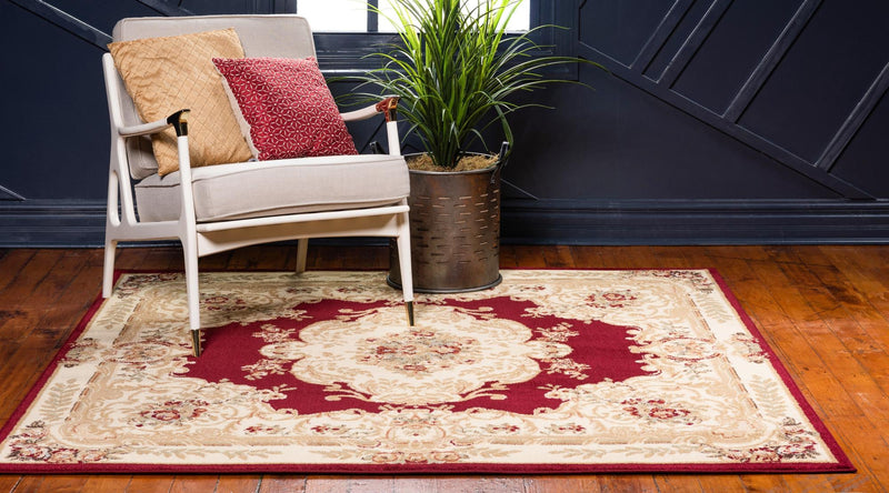 Versailles Elegance Collection Area Rug -  Vincennes Square Red  lifestyle 51