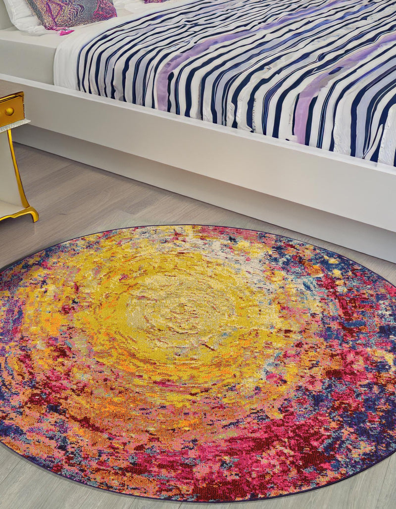Marrakesh Elegance Collection Area Rug -  Akka Round Multi  lifestyle 64