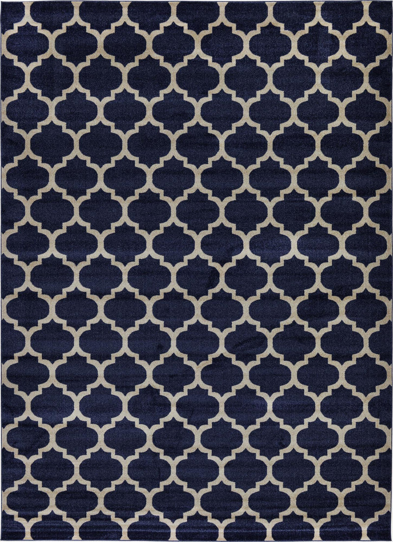 Lattice Gardens Collection Area Rug -  Bloomfield (Dark Blue) Rectangle Dark Blue  lifestyle 5