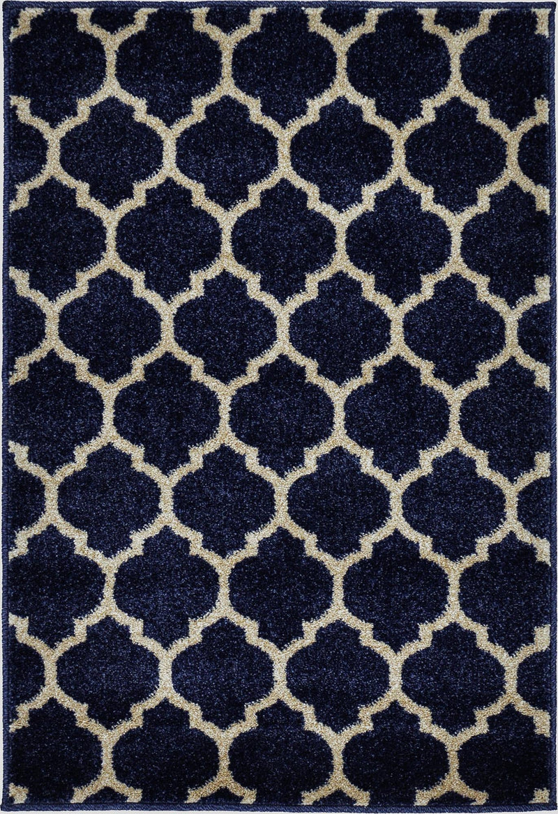 Lattice Gardens Collection Area Rug -  Bloomfield (Dark Blue) Rectangle Dark Blue  lifestyle 4