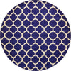 Lattice Gardens Collection Area Rug -  Bloomfield (Navy Blue) Round Navy Blue  lifestyle 14