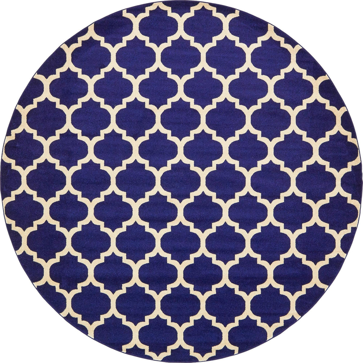 Lattice Gardens Collection Area Rug -  Bloomfield (Navy Blue) Round Navy Blue  lifestyle 14