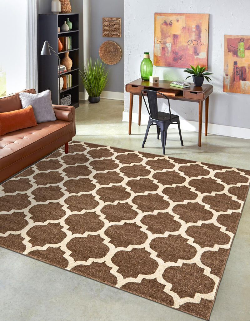 Lattice Gardens Collection Area Rug -  Bloomfield (Brown) Square Brown  lifestyle 22