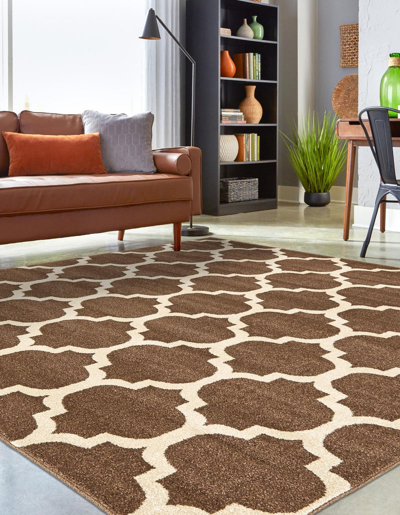 Lattice Gardens Collection Area Rug -  Bloomfield (Brown) Square Brown  lifestyle 26
