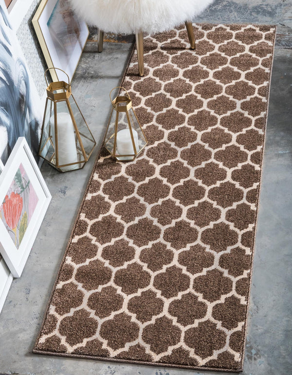 Lattice Gardens Collection Area Rug -  Bloomfield (Brown) Runner Brown  lifestyle 45
