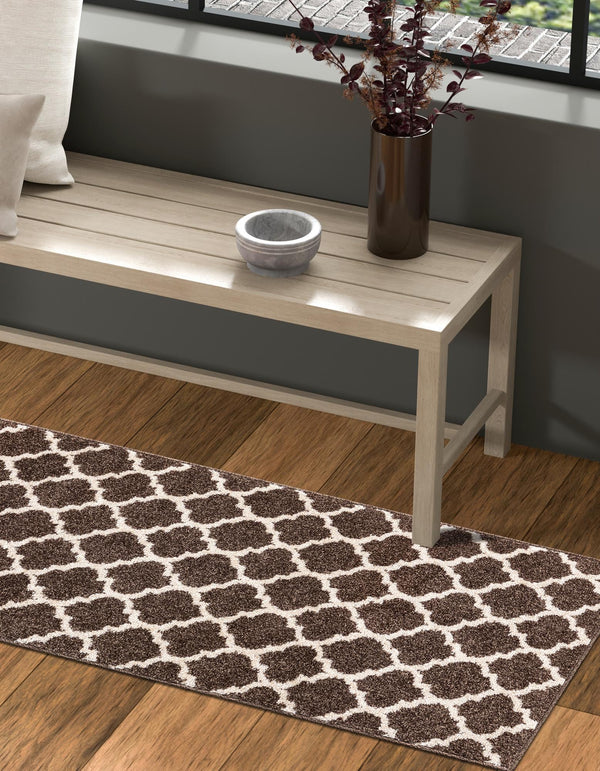 Lattice Gardens Collection Area Rug -  Bloomfield (Brown) Runner Brown  lifestyle 51