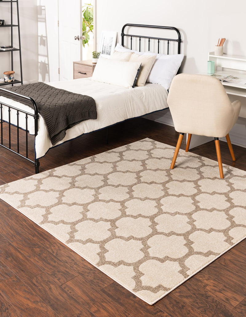 Lattice Gardens Collection Area Rug -  Bloomfield (Beige and Light Brown) Square Beige and Light Brown  lifestyle 34