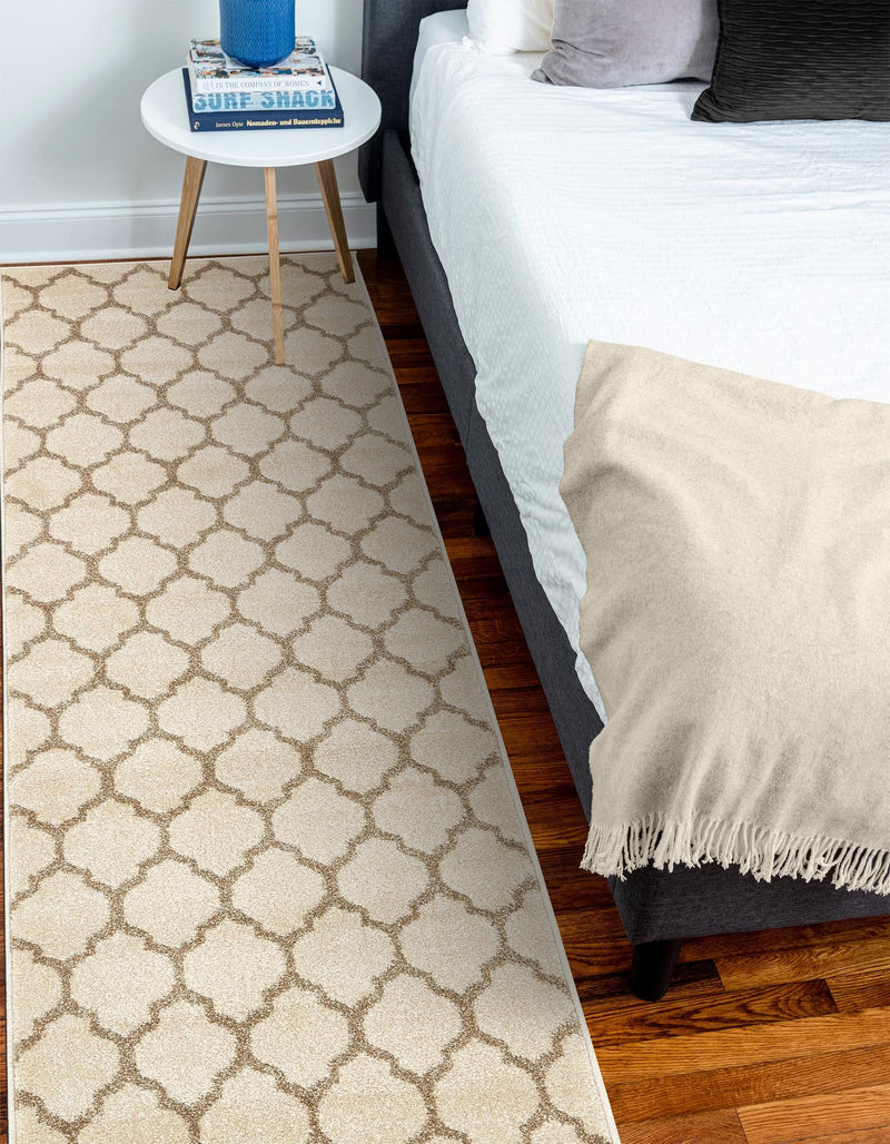 Lattice Gardens Collection Area Rug -  Bloomfield (Beige and Light Brown) Runner Beige and Light Brown  lifestyle 33