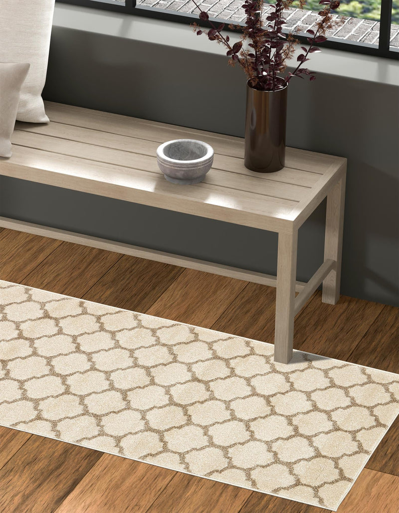 Lattice Gardens Collection Area Rug -  Bloomfield (Beige and Light Brown) Runner Beige and Light Brown  lifestyle 37