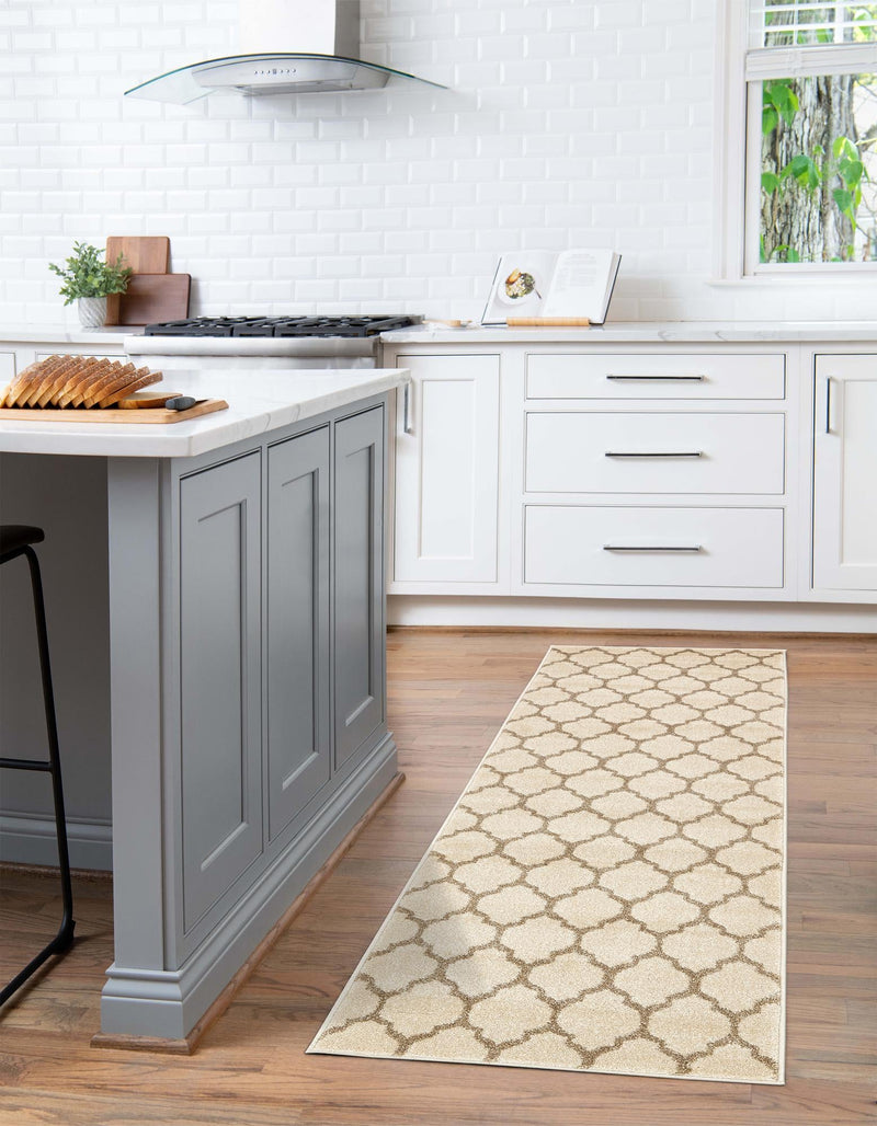 Lattice Gardens Collection Area Rug -  Bloomfield (Beige and Light Brown) Runner Beige and Light Brown  lifestyle 44