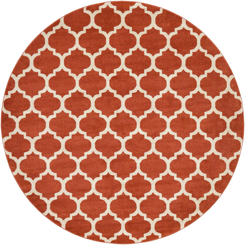 Lattice Gardens Collection Area Rug -  Bloomfield (Light Terracotta) Round Light Terracotta  lifestyle 28