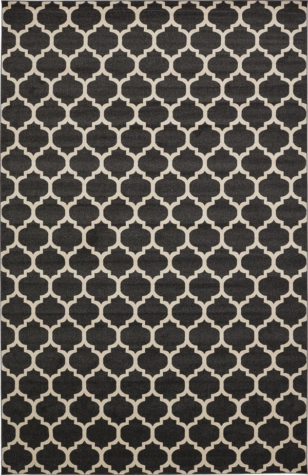 Lattice Gardens Collection Area Rug -  Bloomfield (Black) Rectangular Black  lifestyle 17