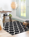 Lattice Gardens Collection Area Rug -  Bloomfield (Black) Square Black  lifestyle 24