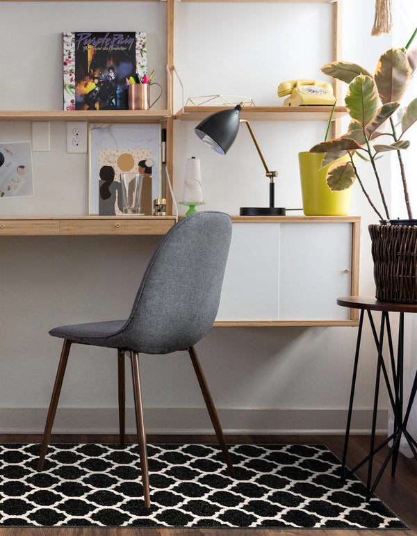 Lattice Gardens Collection Area Rug -  Bloomfield (Black) Runner Black  lifestyle 23