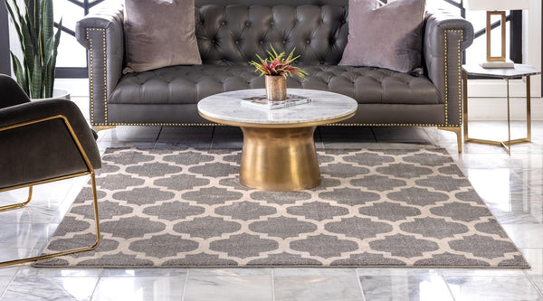 Lattice Gardens Collection Area Rug -  Bloomfield (Dark Gray) Square Dark Gray  lifestyle 28