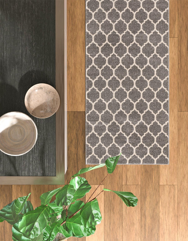 Lattice Gardens Collection Area Rug -  Bloomfield (Dark Gray) Runner Dark Gray  lifestyle 55