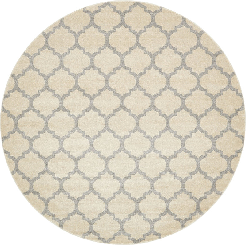 Lattice Gardens Collection Area Rug -  Bloomfield (Beige) Round Beige  lifestyle 15