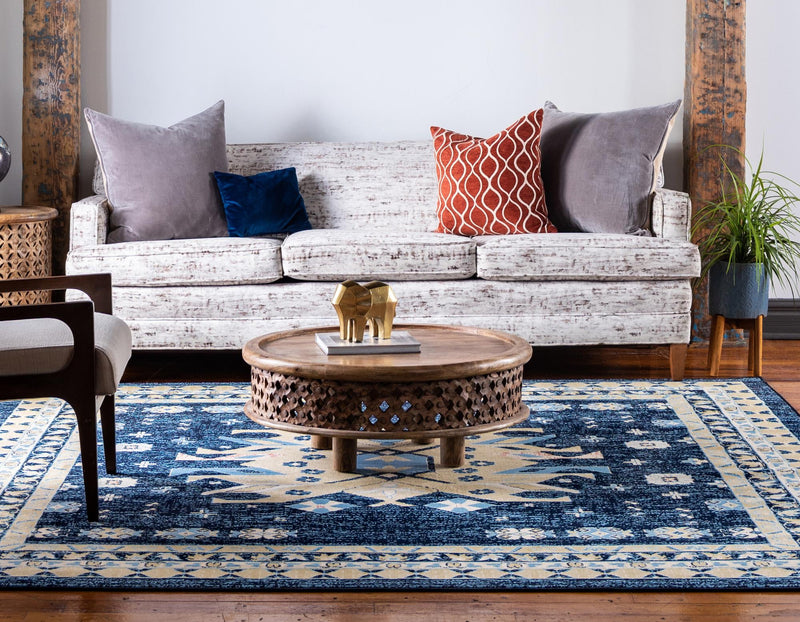 Tabriz Tapestries Collection Area Rug - Azerbaijan (Navy Blue) Square Navy Blue  lifestyle 26