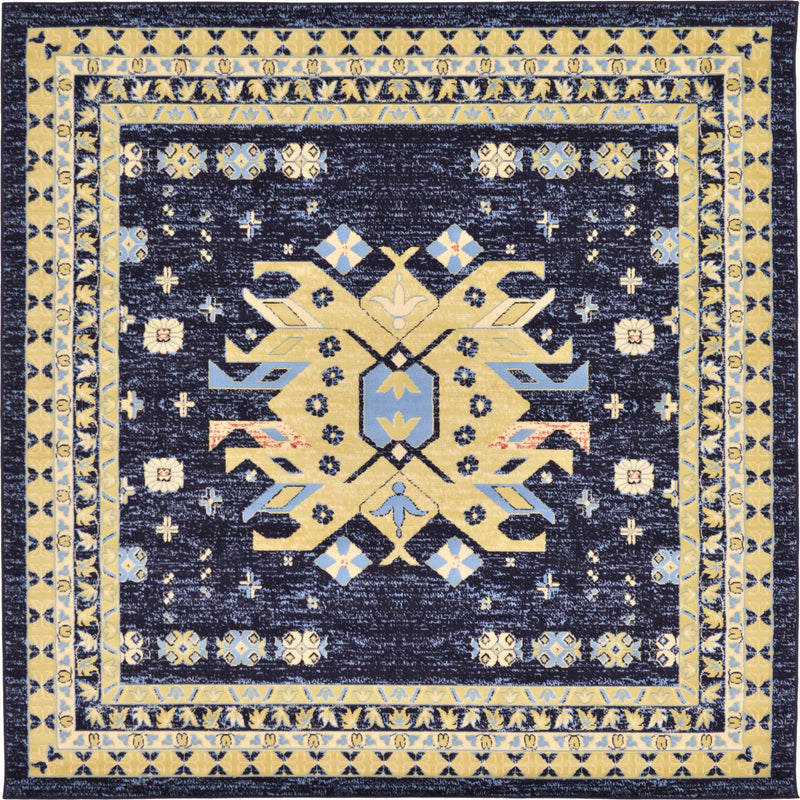 Tabriz Tapestries Collection Area Rug - Azerbaijan (Navy Blue) Square Navy Blue  lifestyle 17