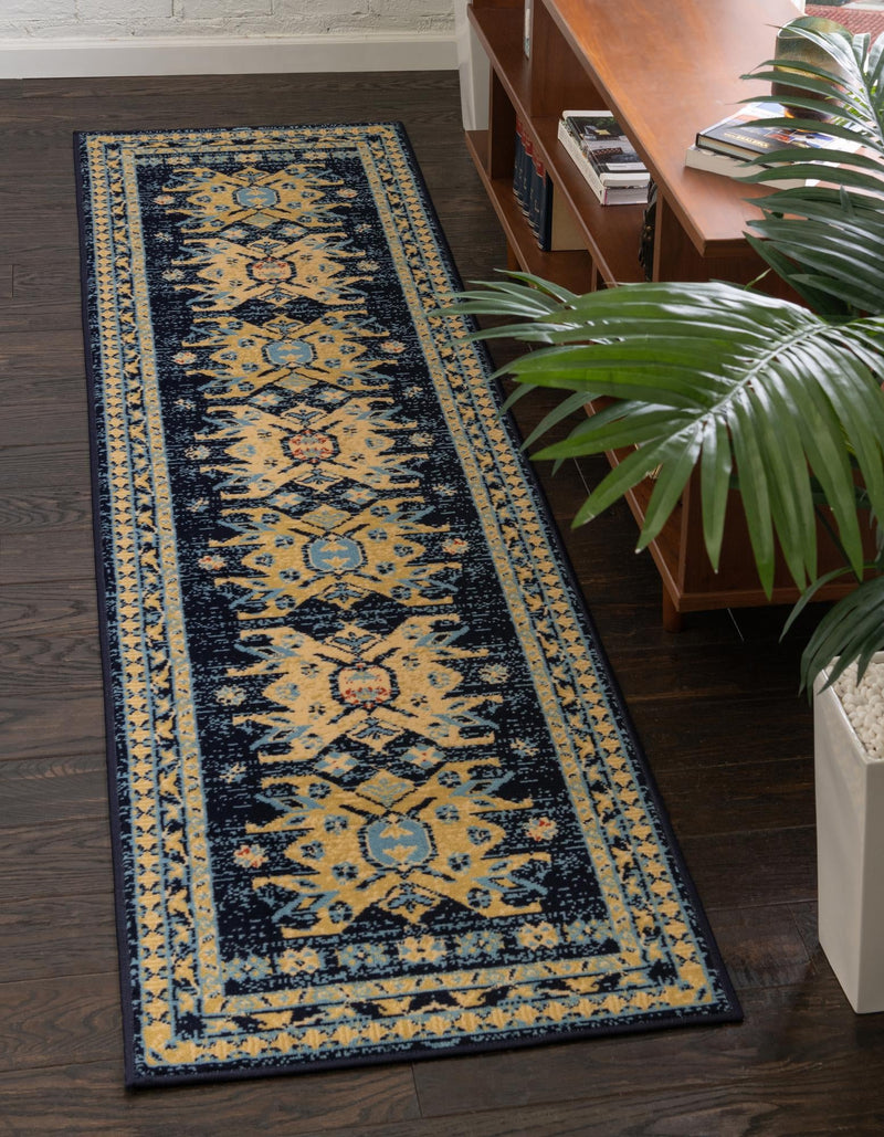 Tabriz Tapestries Collection Area Rug - Azerbaijan (Navy Blue) Runner Navy Blue  lifestyle 19