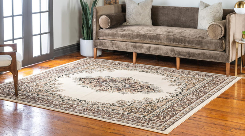 Tabriz Tapestry Collection Area Rug - Azerbaijan (Ivory) Square Ivory  lifestyle 24