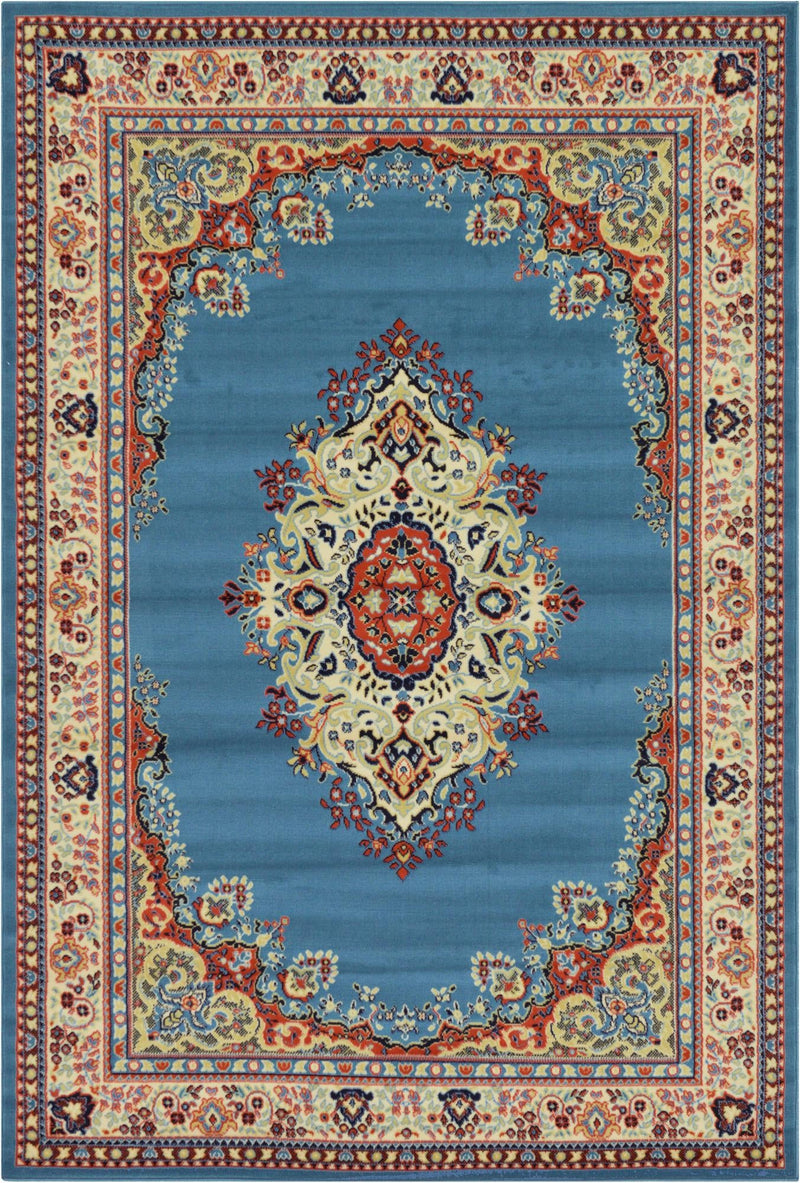 Tabriz Tapestry Collection Area Rug - Azerbaijan (Light Blue) Rectangle Light Blue  lifestyle 3
