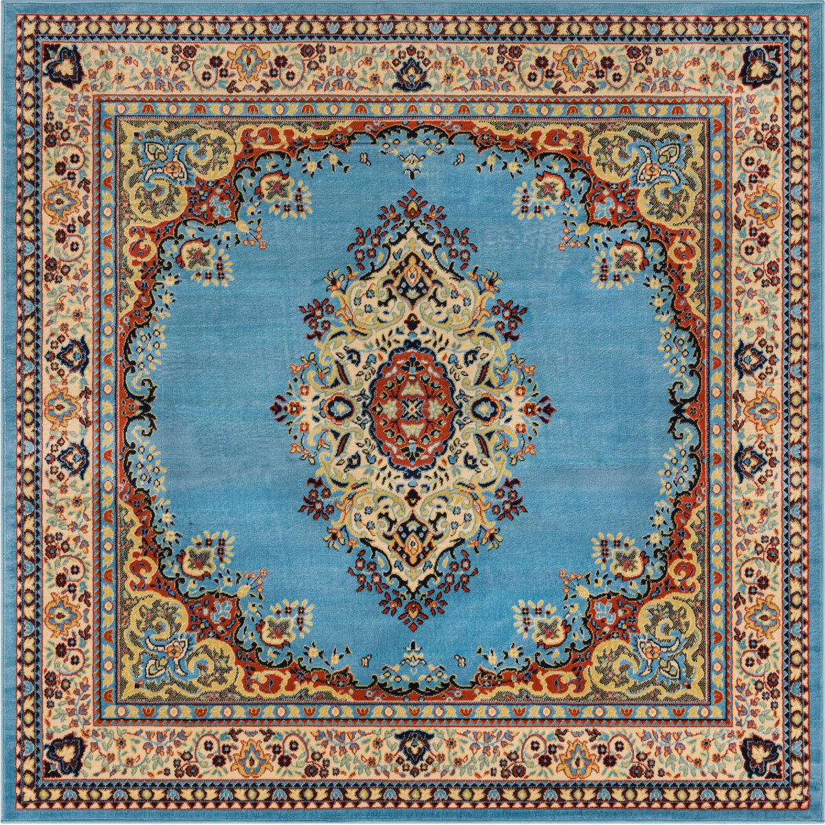 Tabriz Tapestry Collection Area Rug - Azerbaijan (Light Blue) Square Light Blue  lifestyle 22