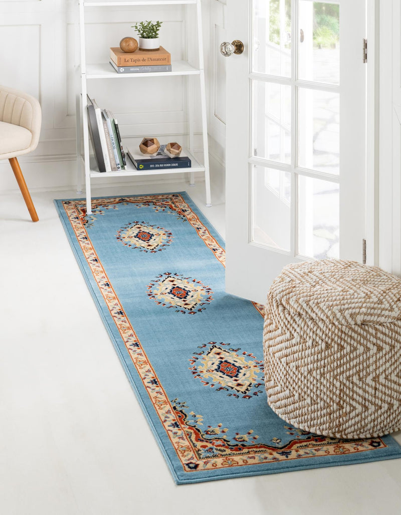 Tabriz Tapestry Collection Area Rug - Azerbaijan (Light Blue) Runner Light Blue  lifestyle 24