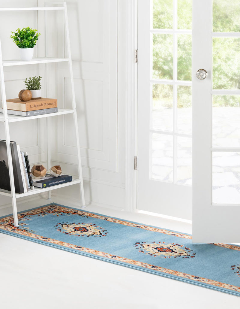 Tabriz Tapestry Collection Area Rug - Azerbaijan (Light Blue) Runner Light Blue  lifestyle 29