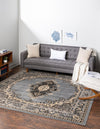 Tabriz Tapestry Collection Area Rug - Azerbaijan (Gray) Square Gray  lifestyle 22
