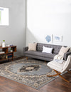 Tabriz Tapestry Collection Area Rug - Azerbaijan (Gray) Square Gray  lifestyle 27