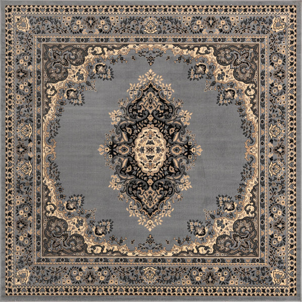 Tabriz Tapestry Collection Area Rug - Azerbaijan (Gray) Square Gray  lifestyle 19