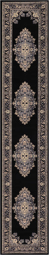 Tabriz Tapestry Collection Area Rug - Azerbaijan (Black) Runner Black  lifestyle 55