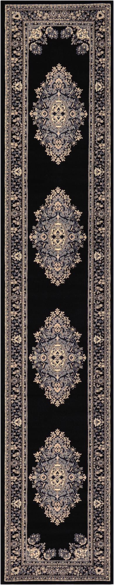 Tabriz Tapestry Collection Area Rug - Azerbaijan (Black) Runner Black  lifestyle 55