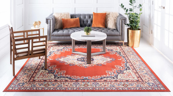 Tabriz Tapestry Collection Area Rug - Azerbaijan (Terracotta) Square Terracotta  lifestyle 28