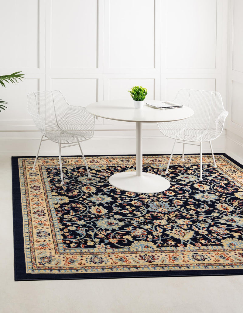 Isfahan Elegance Collection Area Rug - Naghsh-e Jahan (Navy Blue) Square Navy Blue  lifestyle 21
