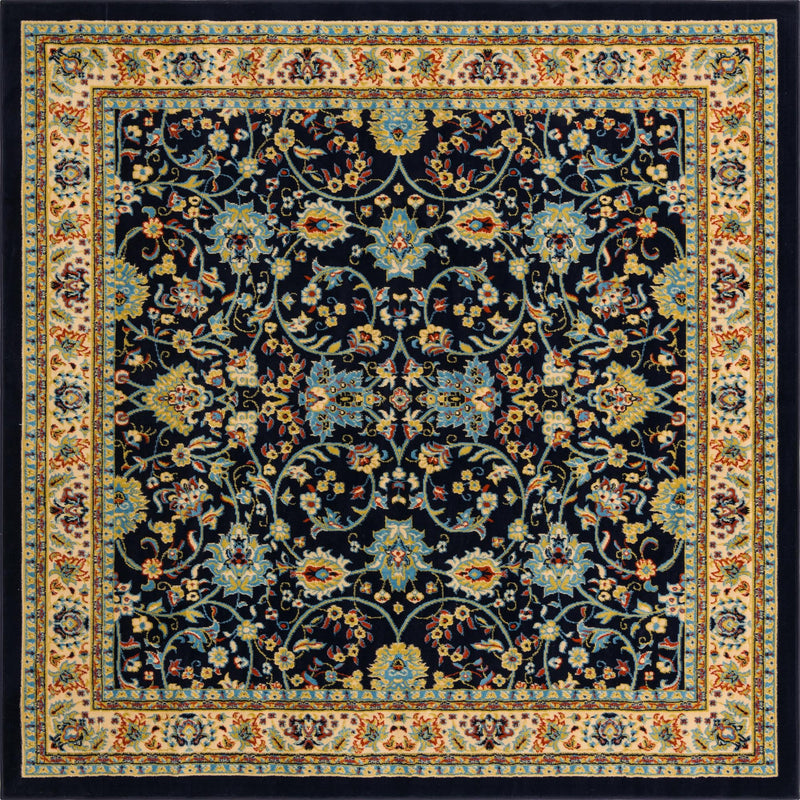 Isfahan Elegance Collection Area Rug - Naghsh-e Jahan (Navy Blue) Square Navy Blue  lifestyle 18