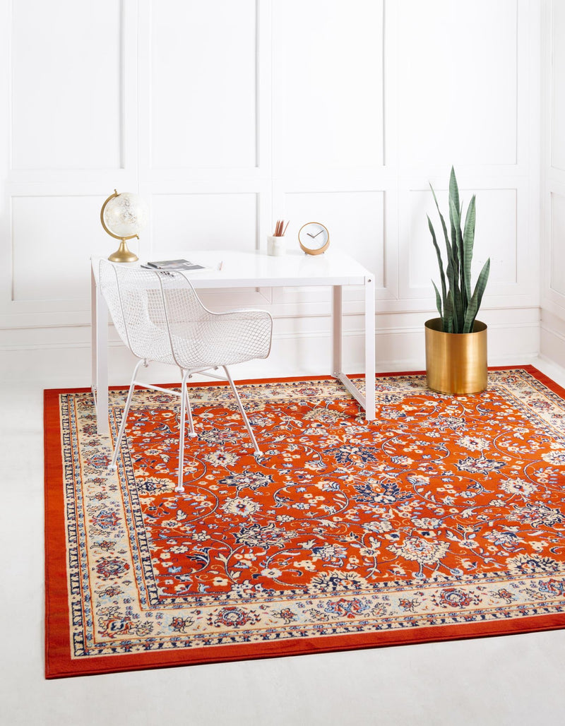 Isfahan Elegance Collection Area Rug - Naghsh-e Jahan (Terracotta) Square Terracotta  lifestyle 37