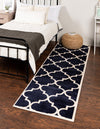 Lattice Gardens Collection Area Rug -  Espaliera Runner Navy Blue  lifestyle 116