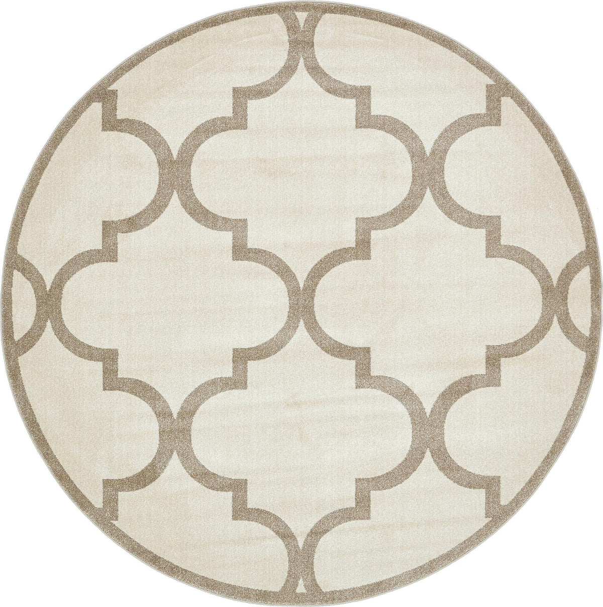 Lattice Gardens Collection Area Rug -  Espaliera Round Beige and Light Brown  lifestyle 130