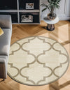 Lattice Gardens Collection Area Rug -  Espaliera Round Beige and Light Brown  lifestyle 117
