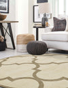 Lattice Gardens Collection Area Rug -  Espaliera Round Beige and Light Brown  lifestyle 157