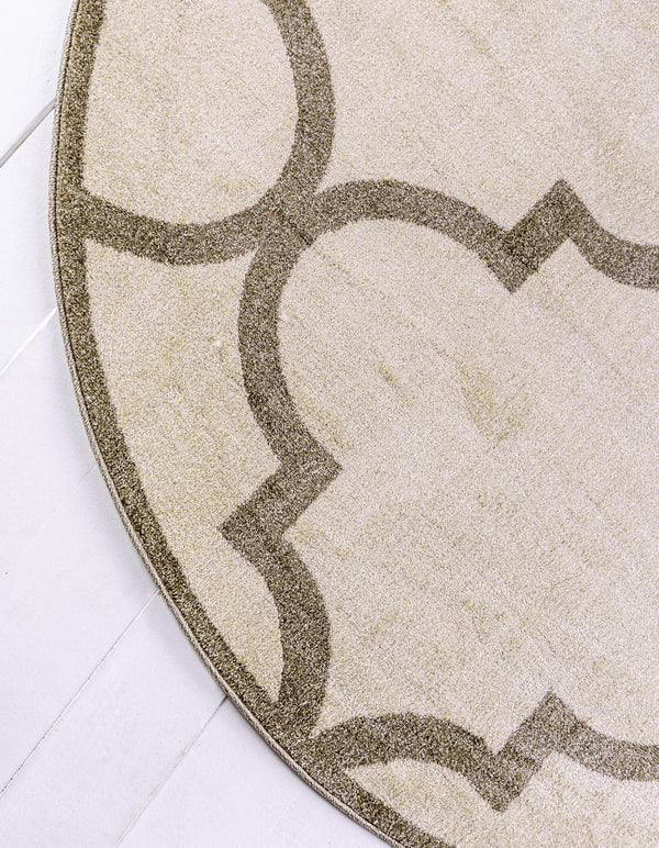 Lattice Gardens Collection Area Rug -  Espaliera Round Beige and Light Brown  lifestyle 225