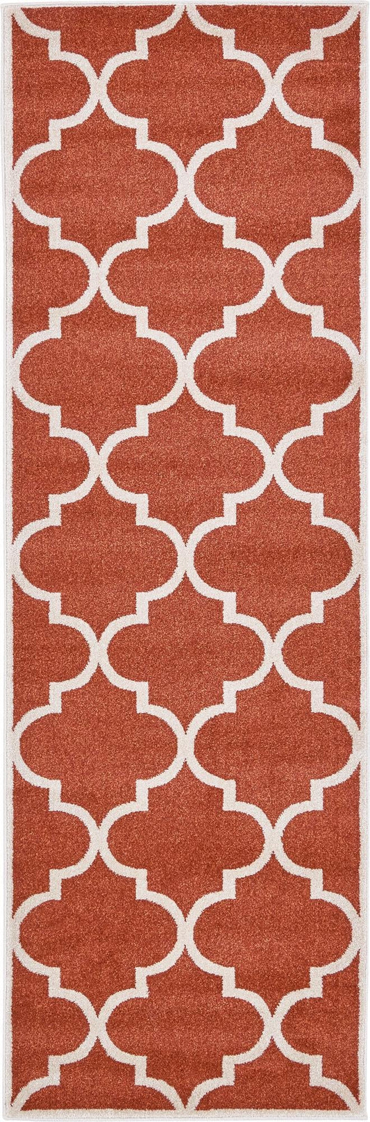 Lattice Gardens Collection Area Rug -  Arbordale Runner Rust Red Main