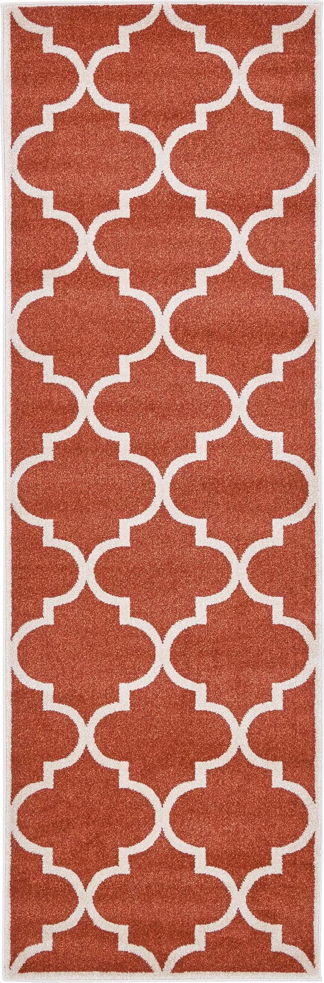 Lattice Gardens Collection Area Rug -  Arbordale Runner Rust Red Main