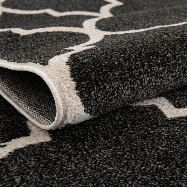 Lattice Gardens Collection Area Rug -  Espaliera Runner Black and White  lifestyle 155