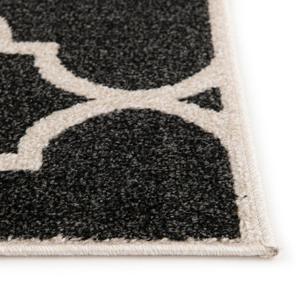 Lattice Gardens Collection Area Rug -  Espaliera Runner Black and White  lifestyle 165