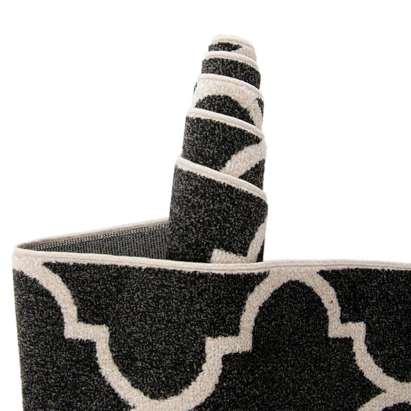 Lattice Gardens Collection Area Rug -  Espaliera Runner Black and White  lifestyle 204