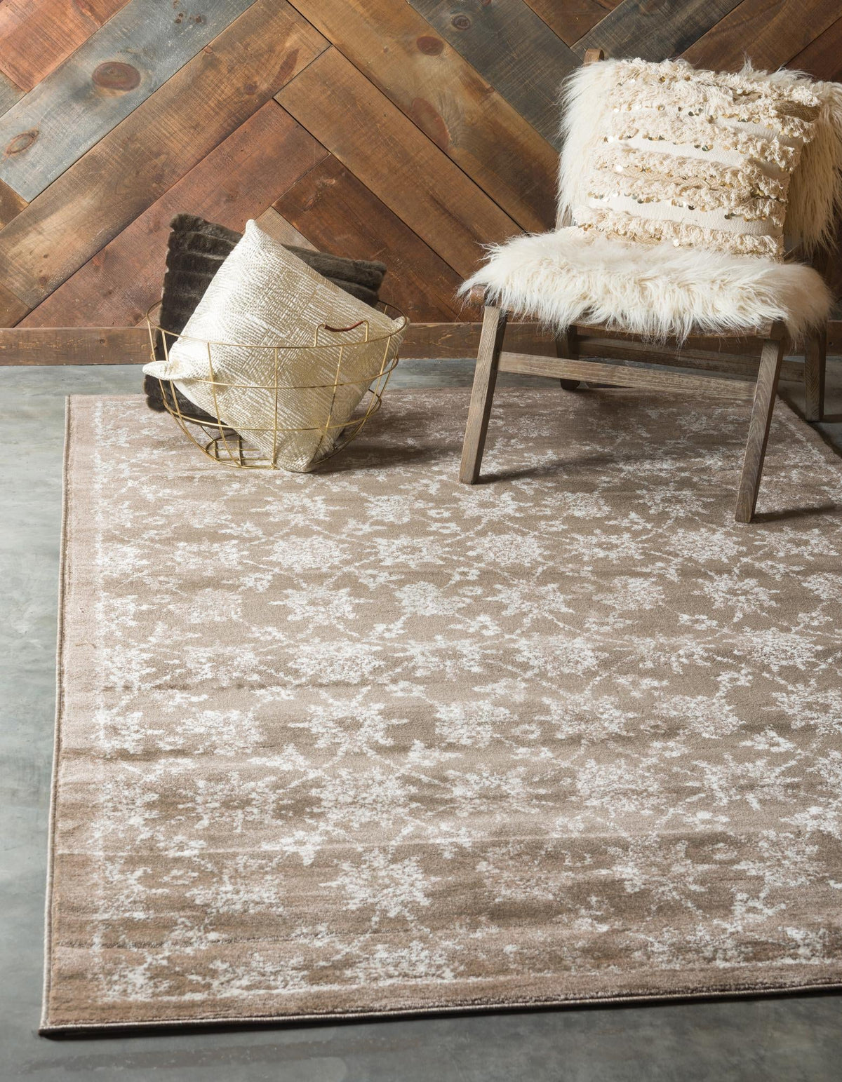 Copenhagen Dahlia Collection Area Rug - Frederiksberg Rectangle Taupe  lifestyle 5
